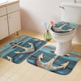 thumbnail image 4 of Marine Nautical Bathroom Rugs Set Vintage Anchor Blue Wooden Board Non Slip Absorbent Soft Bath Mats 3 Piece Set with Bathroom Rug, U-Shaped Floor Mat, Toilet Seat Cover Large Size, 4 of 9