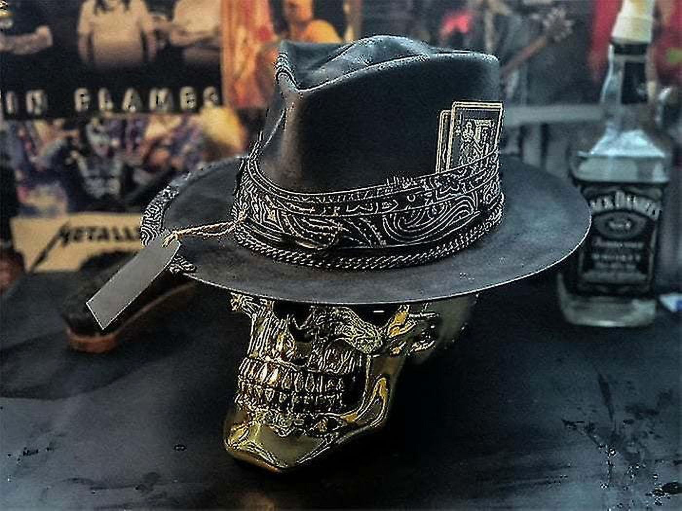 9553 Western Rock Style Skull Pattern Cowboy Hat Cowgirl Hat Men\'s Women\'s WOLF-PEOPLE-Mens-Cowboy-Hat-  main image 3