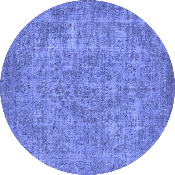 Ahgly Company Indoor Round Oriental Blue Industrial Area Rugs, 7' Round