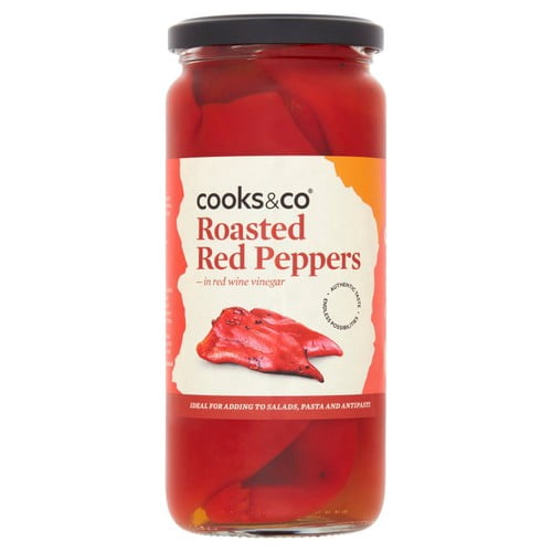 Cooks & Co Roasted Red Peppers 460g, British Import (Pack of 3)