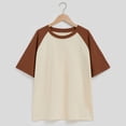 thumbnail image 2 of Annhoo Womens Tshirts Summer Color Block Crew Neck Tops Trendy Short Sleeve Blouse Basic Dressy Casual Clothes, 2 of 3