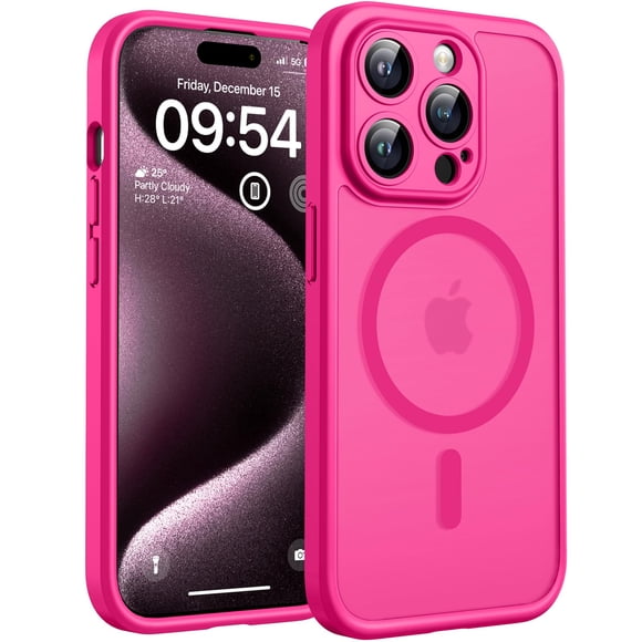 Funda de teléfono TOCOL Magnetic para iPhone 15 Pro Max, color rosa intenso