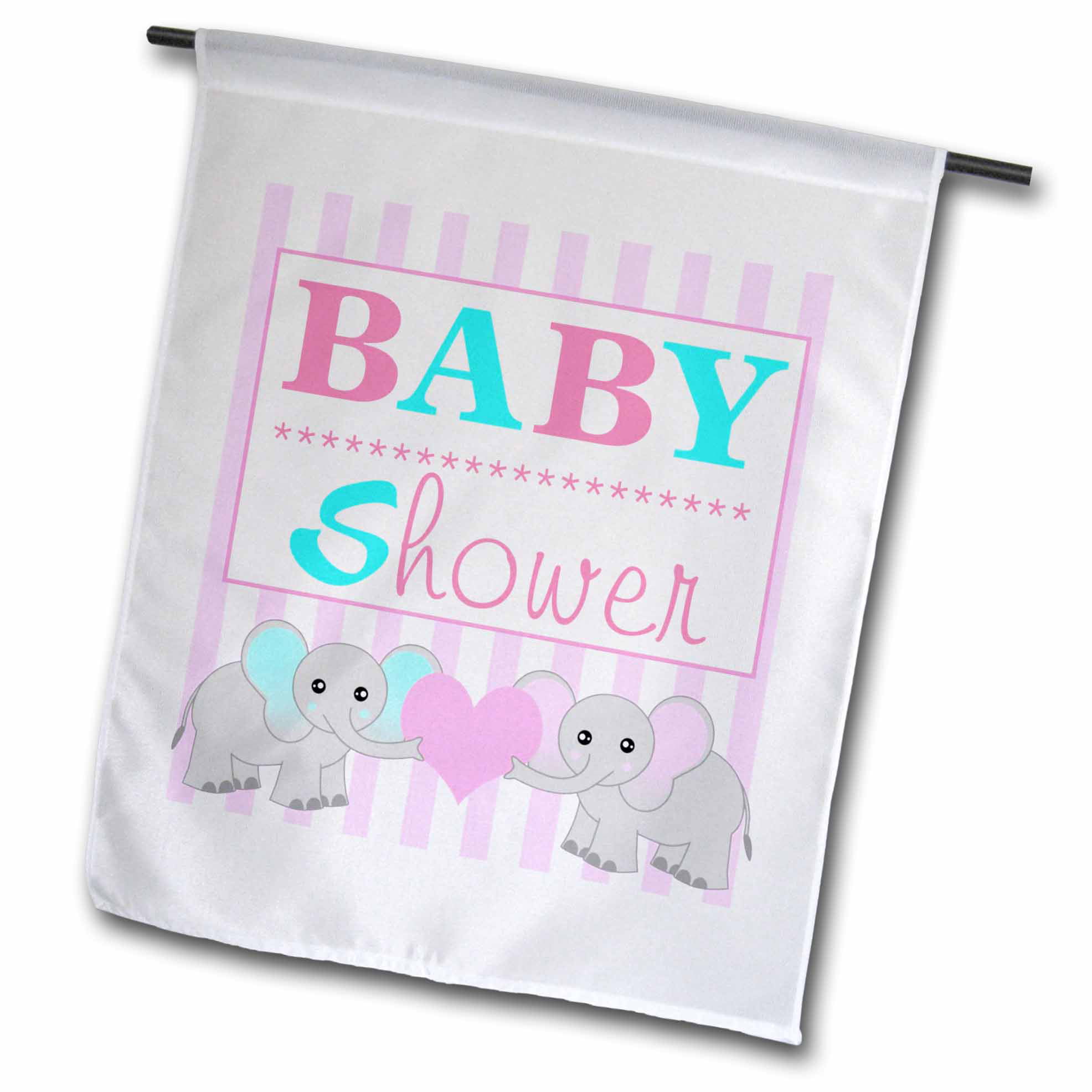 3dRose fl_57085_1 Baby Shower Cute Twin Elephants Pink and Blue Garden Flag 12 by 18-Inch 