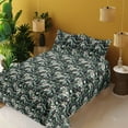 thumbnail image 2 of Ambesonne Tropical Leaves Fitted & Flat Sheet with Sham 3 Pcs Set, Dreamy Woods Leafy, Twin XL, Peacock Green Sea Green, 2 of 5
