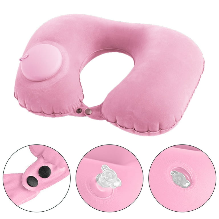 Pillowcase Air Cushion Self Inflating Button Travel Neck