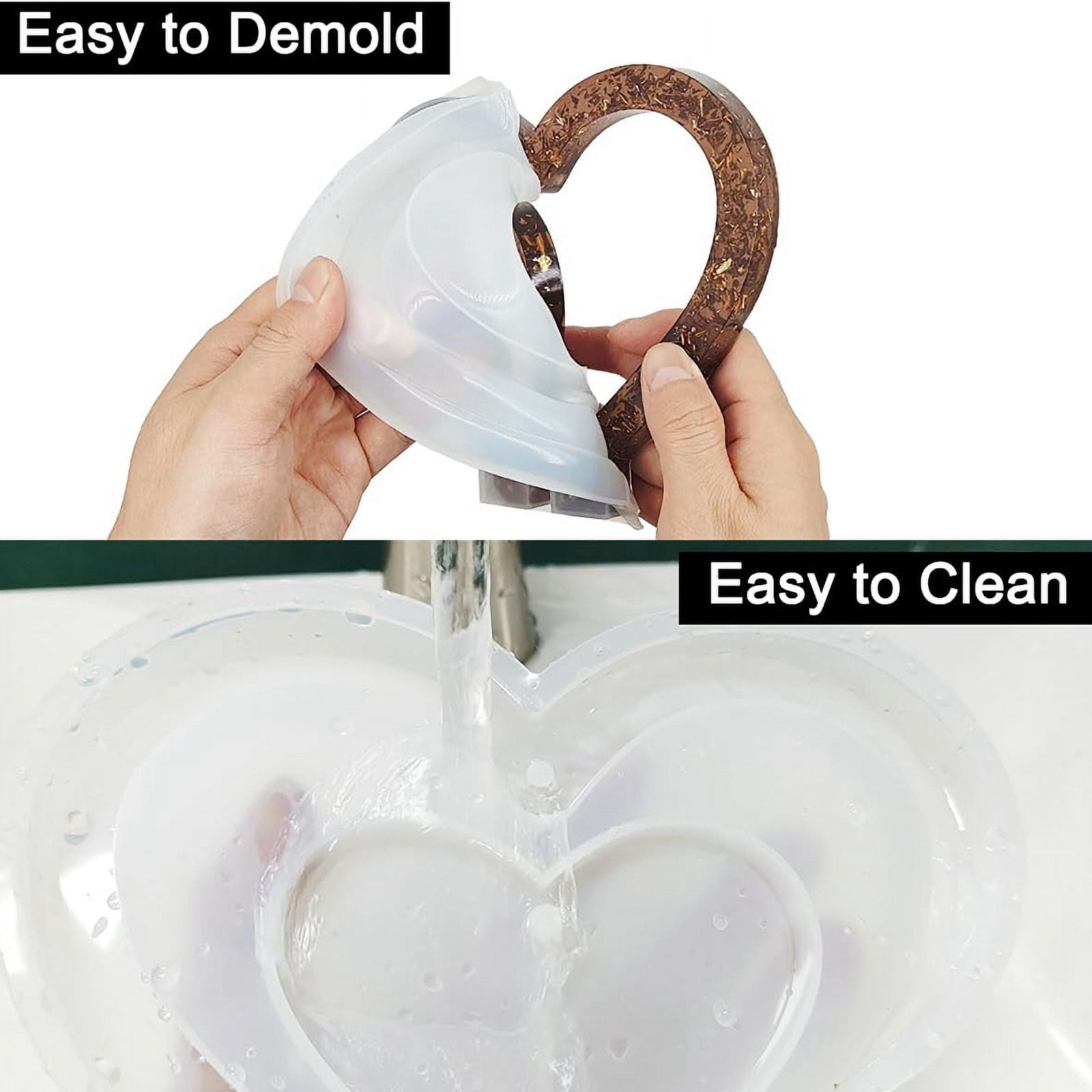 2 Set 3D Photo Frame Resin Mold,Heart Shape Silicone Mold for Resin,DIY Personalised Picture Epoxy Moulds