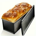 thumbnail image 6 of 1 Piece Plus Long Wavy Non-Stick Bread Pan Carbon Steel Baking Pan Toast Mold With Baking Bread Lid Suitable For Homemade Cakes, Baking Bread Tins, Black, 6 of 6
