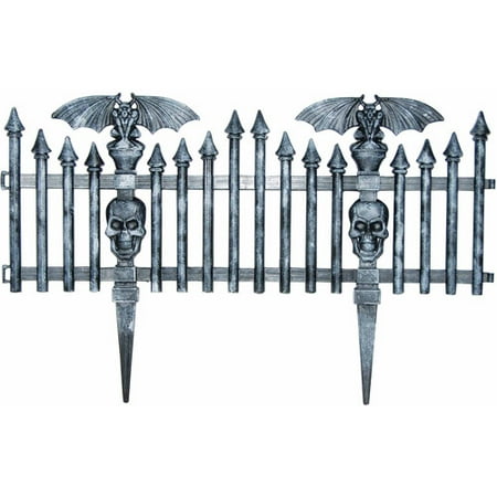 19" x 12" Silver Skull and Gargoyle Fence