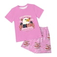 thumbnail image 5 of Povozer 4th Of July Outfits for Girls 250 Anniversary Girls Short Sleeved Shorts Set Comfortable Breathable Independence Day Printed Girls Set Size 7-8 Years,Pink, 5 of 7