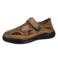 thumbnail image 2 of Domuza Men's Summer Casual Comfortable Closed Toe Leather Handmade Sandals Outdoor Fisherman Beach Shoes For Outdoor Walking Driving Brown 9 (EU-43), 2 of 3