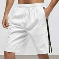thumbnail image 2 of MIXUE Mens Shorts Summer Solid Color Elastic Waist Drawstring Side Zipper Fashion Casual Baggy Beach Streetwear,White,L, 2 of 9