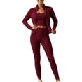 thumbnail image 2 of Women’s 3 Piece Workout Set – Sports Bra, Leggings & Jacket – Yoga Outfit Activewear for Gym Running Training S, 2 of 7