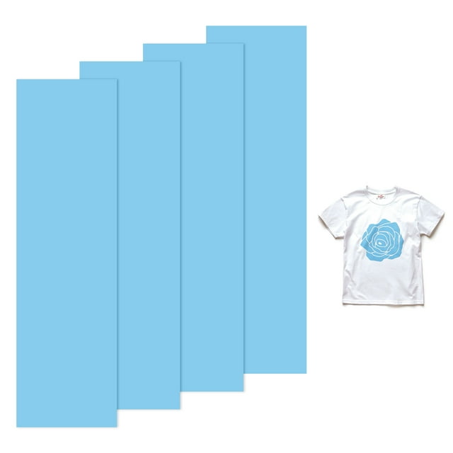Uxcell 4 Hojas Vinilo Puff 3D Transferencia de Calor 12x3.4 Pulgadas Azul Claro para Camisetas y Proyectos de Tela DIY