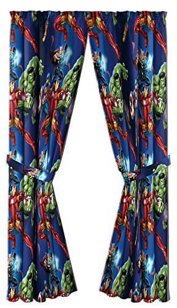 Jay Franco Marvel Avengers Blue Circle Rod Pocket Light Filtering Curtains, 42" x 84" (2 Panels)