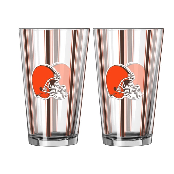 Logo Brands Cleveland Browns Two-Piece 16oz. Striped Pint Glass Set