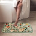 thumbnail image 4 of 1pc Floral Embroidery on Green Absorbent Non-Slip Bathroom Thickened Flannel Rug Decor,Soft,Quick Drying,Suitable For Indoor/outdoor Use,Bathrooms,Bedrooms,Kitchens,Terrace,Laundry Rooms,16"x24", 4 of 9