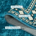 thumbnail image 2 of GlowSol 4' x 6' Washable Rug Modern Border Rug Geometric Border Rug Non-Slip Low Pile Rug Indoor Floor Carpet for Dorm Playroom, Blue Green, 2 of 6