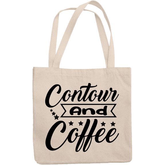 12oz Canvas Tote Bag - Contour and Coffee, Caffeine Lover Beauty Enthusiast Quote - Beauty Themed Merch for Makeup Artist or Cosmetologist, Gift for Makeup Lovers & Beauticians