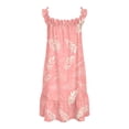 thumbnail image 6 of Gunia Teen Girls Nightgowns Pjs For Girls Summer Floral Printed Tiered Ruffle Spaghetti Strap Soft Cute Casual A Line Boho Dress For Party Birthday Night Gowns Sleepwear Orange 11-12 Years, 6 of 6