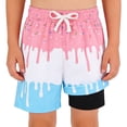 thumbnail image 3 of Kids Boy Swim Trunks With Ice Print Drawstring Elastic Waist Quick Dry 8-9 Years Boys Clothes, 3 of 4