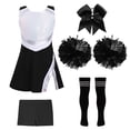thumbnail image 5 of iiniim Kids Girls Cheerleading Dance Outfit Dress with Shorts Bowknot Headwear Set Black&White B 12, 5 of 7