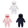 thumbnail image 4 of GYRATEDREAM 0-12M Newborn Baby Snowsuit Bear Hooded One Piece Romper Winter Warm Coat Infant Footie Jumpsuit for Girls Boys, 9-12M, 4 of 4