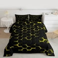 thumbnail image 2 of Feelyou Neon Yellow Honeycomb Full Size Comforter Sets for Kid, Futuristic Geometric Bedding Comforter Set, Modern Hexagon Reversible Bedding Sets, Microfiber Bedroom Decor, 3pcs, 2 of 8