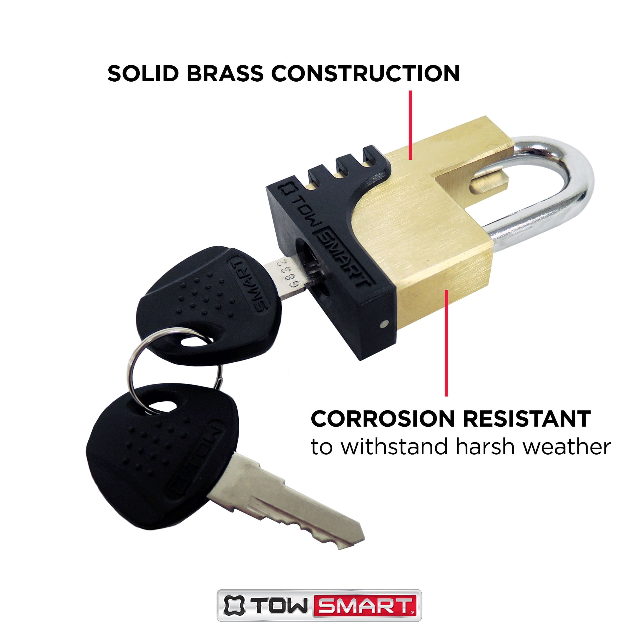 (2 pack) TowSmart Premium Coupler Lock with 2 Keys, Brass, 732