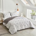thumbnail image 4 of Juego de edredón UOZZI BEDDING reversible a cuadros blancos y grises Queen, 4 of 9