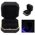 thumbnail image 1 of Wedding Ring Case, LED Light Ring Box Exquisite Square Style Elegant Design Easy Cleaning  for Proposal for Wedding for Engagement White,Black, 1 of 7