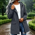 thumbnail image 5 of Mifsaly Rain Jacket for Women Mid Length Water Resistant Zip Up Hooded Windbreaker Jackets Drawstring Elastic Outdoor Fall Winter Outerwear with Pockets Dark Gray,L, 5 of 8
