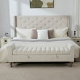 thumbnail image 2 of CQSXDA Modern Upholstered Storage Bench In Napped Fabric, 65.55 Inch Wide Bed End Furniture With Rolled Armrest And Rubberwood Legs, Beige, 2 of 12