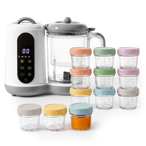 Sperric Baby Food Processor Steamer Blender with 12 Glass Baby Food Storage Jars, BPA-Free, Leakproof, Durable, and Convenient
