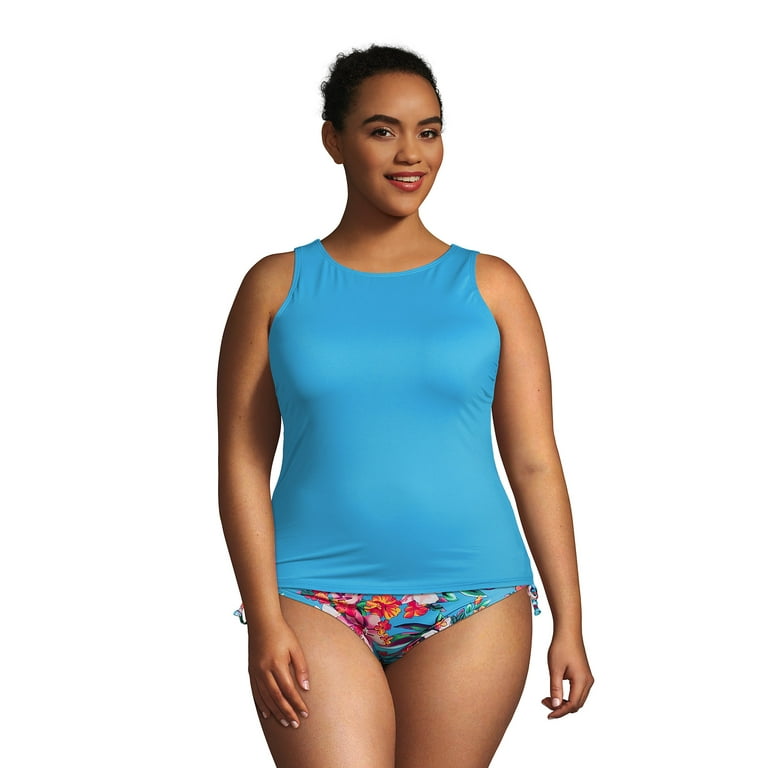 Women's Chlorine Resistant High Neck UPF 50 Modest Tankini Swimsuit Top