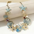 thumbnail image 3 of Collar de perlas de estrella de mar de concha, collar de perlas de estrella de mar boho, collar con colgante de océano, regalo de joyería para mujeres (azul-B), 3 of 6