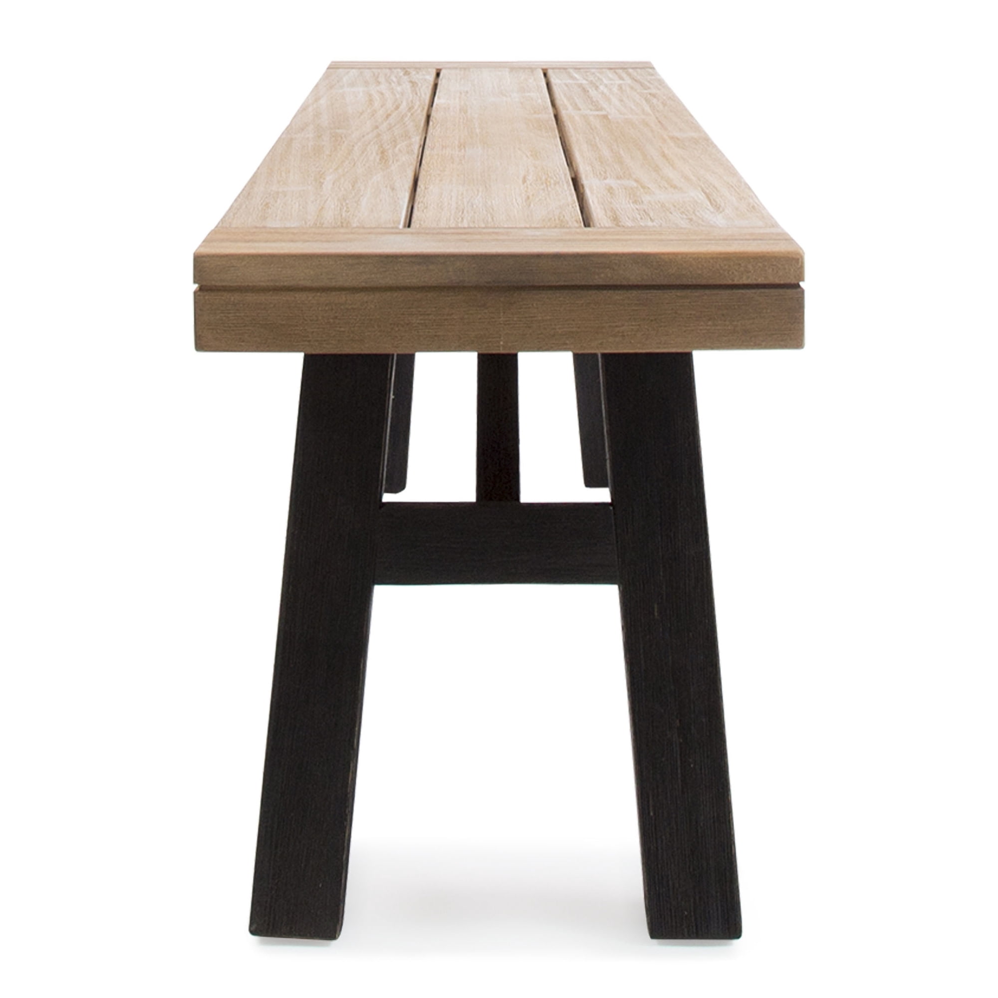 Outdoor Patio Bench,Weatherproof Backless Bench for Yard,Porch and Park,Natural and Grey
