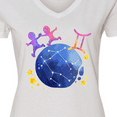 thumbnail image 4 of Inktastic Gemini Constellation Zodiac Sign Illustration Women's V-Neck T-Shirt, 4 of 5
