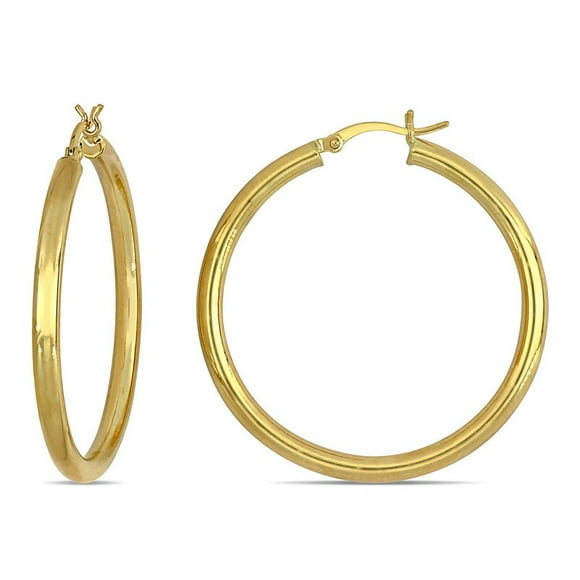 10K Yellow Gold Flat Hoop Earrings (40mm)