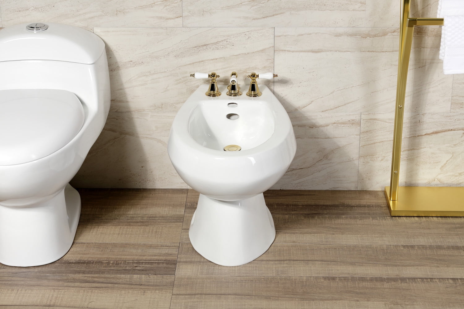 Kingston Brass KB322PL Victorian Three-Handle Bidet Faucet, Polished Brass