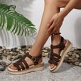 thumbnail image 3 of Rokment Womens Roman Platform Gladiator Sandals Beach Trendy Casual Suede Open Toe Buckles Chunky Wedge Fisherman Dress Heels Comfortable Walking Shoes Summer Coffee Size 6, 3 of 7