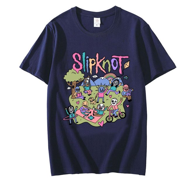 Camiseta de manga corta para hombre, camisa 100% de algodón con estampado musical de banda Mental pesada, informal de dibujos animados, Verano