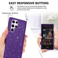 thumbnail image 6 of CASEFIV for Samsung Galaxy S23 Ultra Case 6.8 Inch, [with 2Pcs Camera Lens Protector] Shiny Sparkly Bling Three Layer Shockproof Phone Cover,Purple/Silver Glitter, 6 of 8