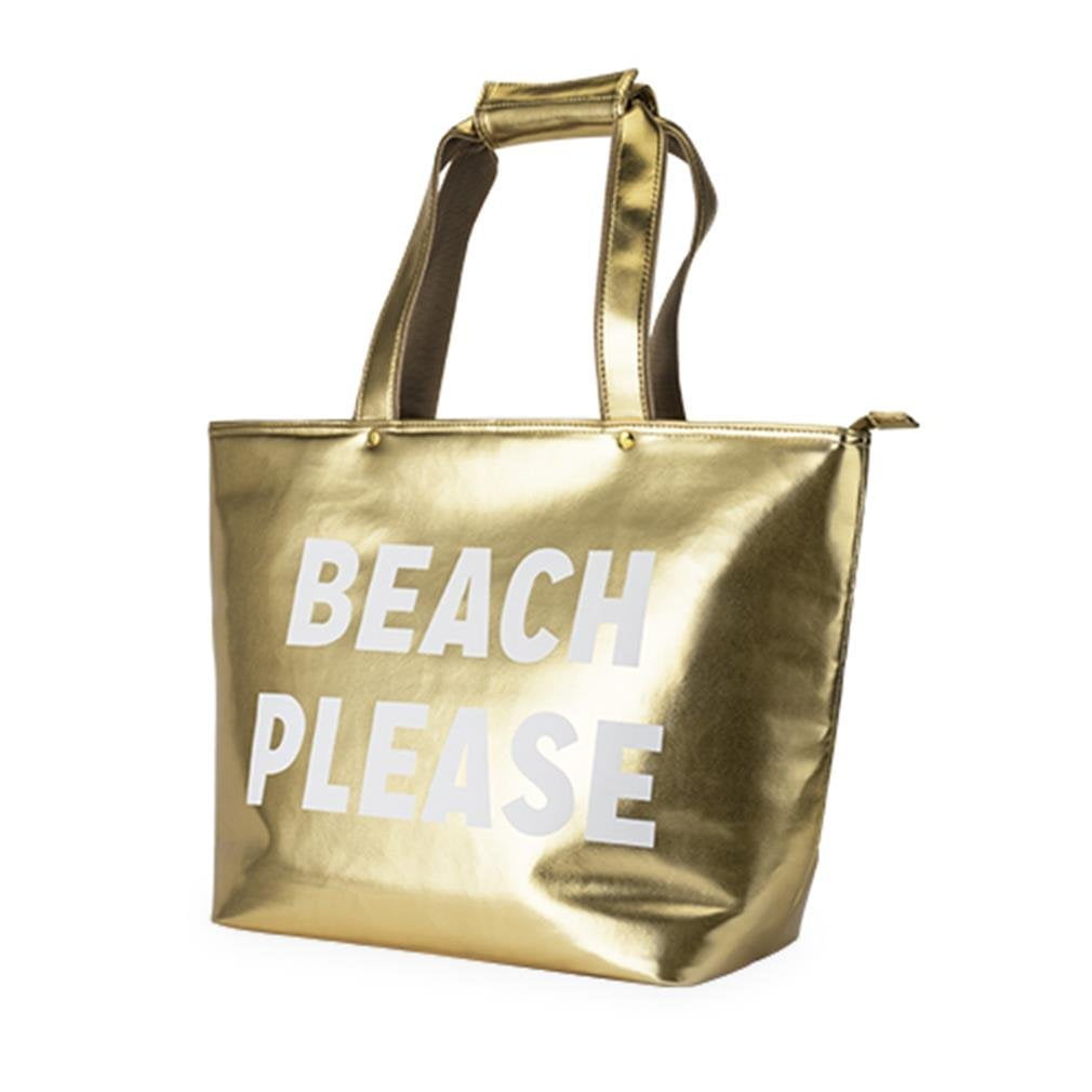 beach please tote bag