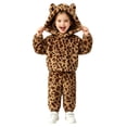 thumbnail image 5 of Ruiwill Pajama for Girls Leopard Print Hooded Girls Sleepwear Long Sleeve Pants Two Piece Set Fall Winter Kids Pjs Size 3-4 Years, 5 of 5