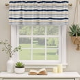 thumbnail image 2 of Beige Navy Blue Striped Curtain Valances for Windows, Kitchen Valance Window Treatments Panel 2 Pack, Farmhouse Stripes Modern Abstract Art Rod Pocket Short Curtains for Bathroom Bedroom 54 x 18 Inch, 2 of 8
