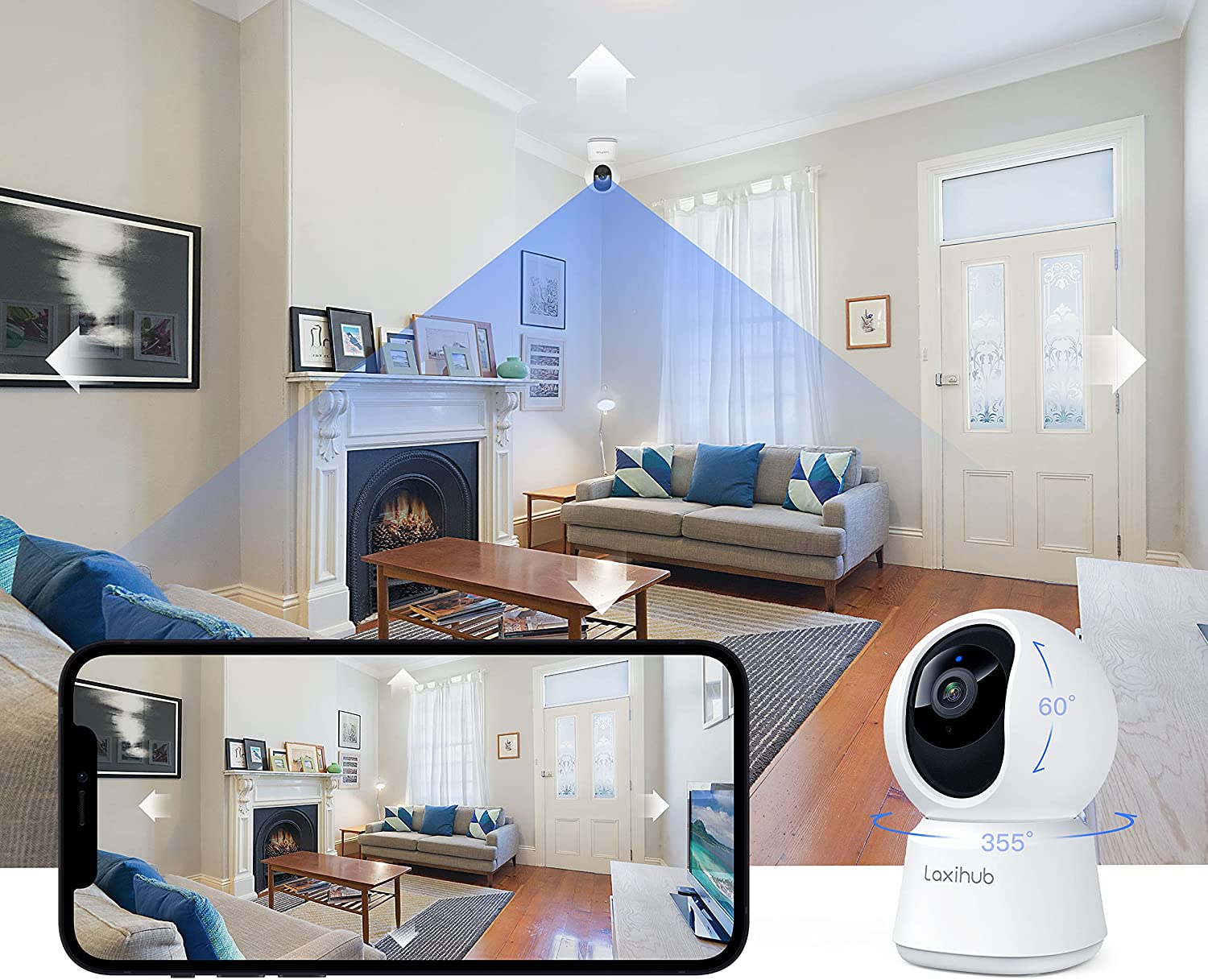 Imou Telecamera Interno WiFi 2K 360° Con Doppio Obiettivo - Rilevamento Umani/Animali, Visione Notturna, Audio Bidirezionale, Compatibile Alexa