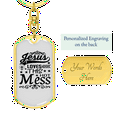 thumbnail image 3 of Jesus Loves This Mess Stainless Steel or 18k Gold Premium Swivel Dog Tag Keychain, 3 of 16