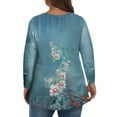 thumbnail image 6 of TQWQT Plus Size Tops for Women 4x-5x Spring Fashion V Neck Womens Long Sleeve Tops Floral Print Dressy Casual Tunics 4x Womens Plus Size Clothes Sky Blue 4XL, 6 of 6