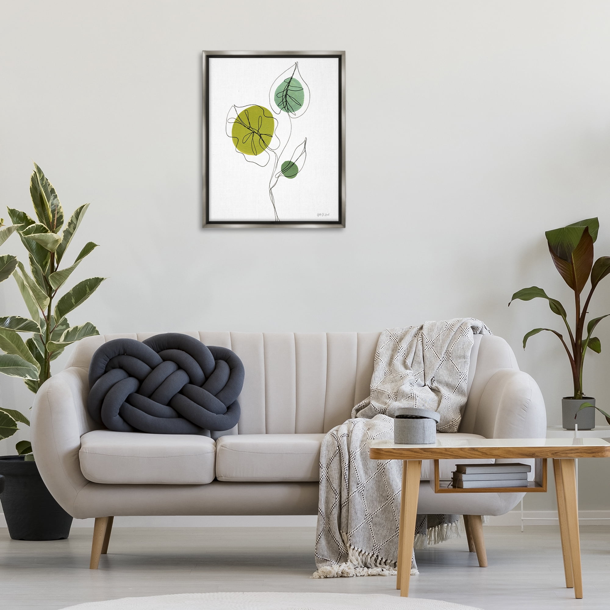 Stupell Industries Leafy Garden Delight Botanical & Floral Painting Gray Floater Framed Art Print Wall Art, 25 x 31