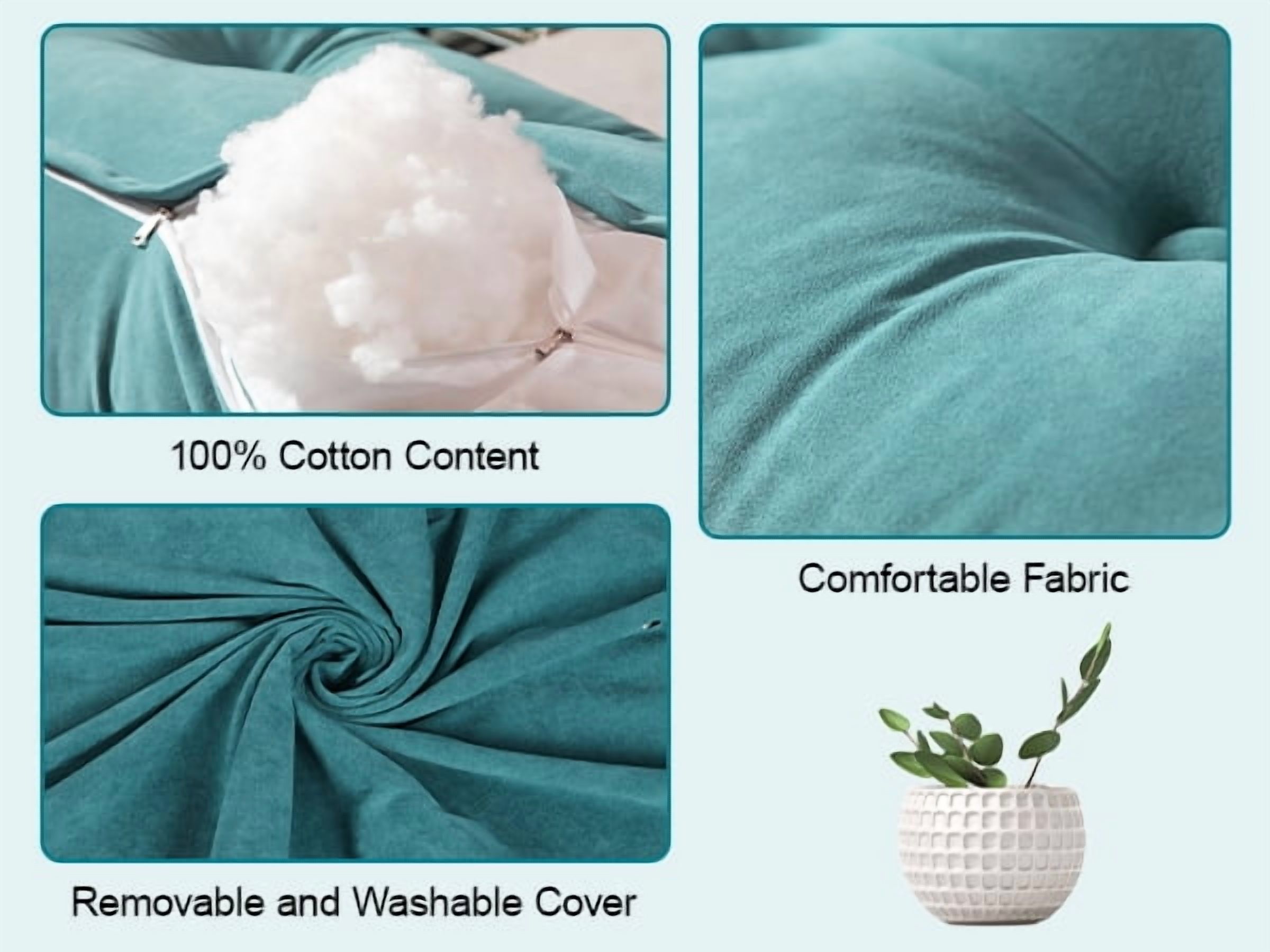 Bed Wedge Pillow for Headboard, King Triangle Headboard Pillow,Green